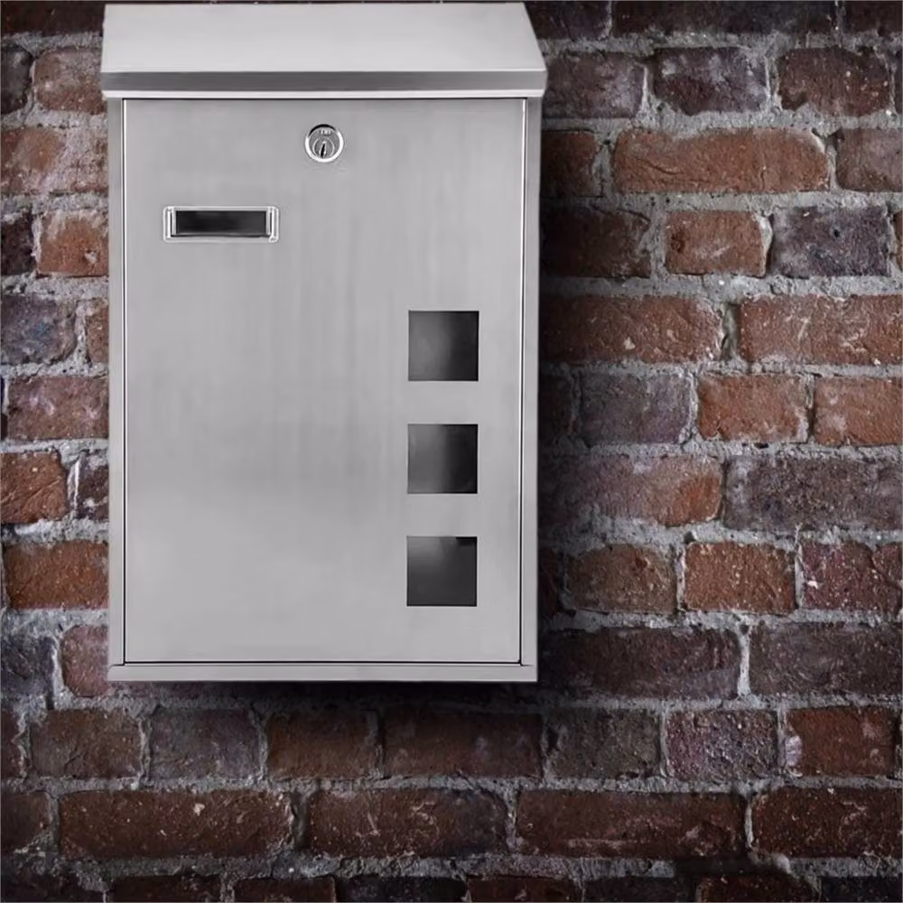 VOGREX Lockable Stainless Steel Wall Mounted Mailbox in Silver – 5