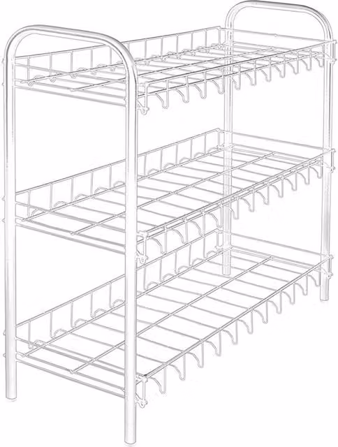Metaltex 3-Tier Metal Shoe Rack Organiser in White