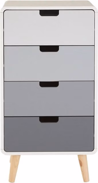 Premier Housewares Chest of Drawers, White and Grey, H 89 x W 48 x D 38 cm – 1