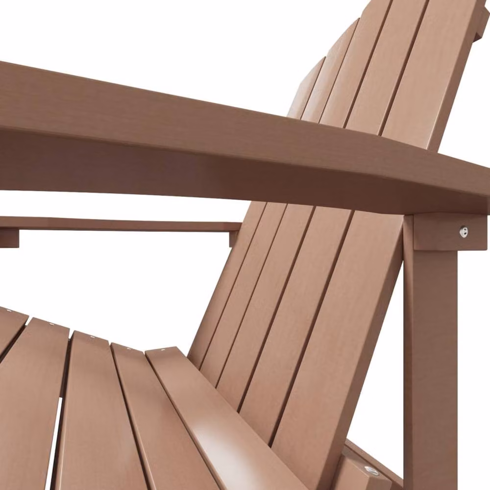 Berkfield Home Garden Adirondack Chair with Footstool in Brown HDPE Composite – 3