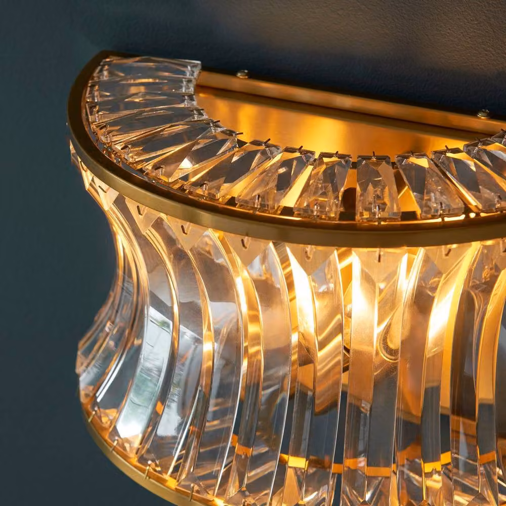 Netlighting Vittoria Wall Lamp in Warm Brass with Yellow Crystal and Clear Glass – 2
