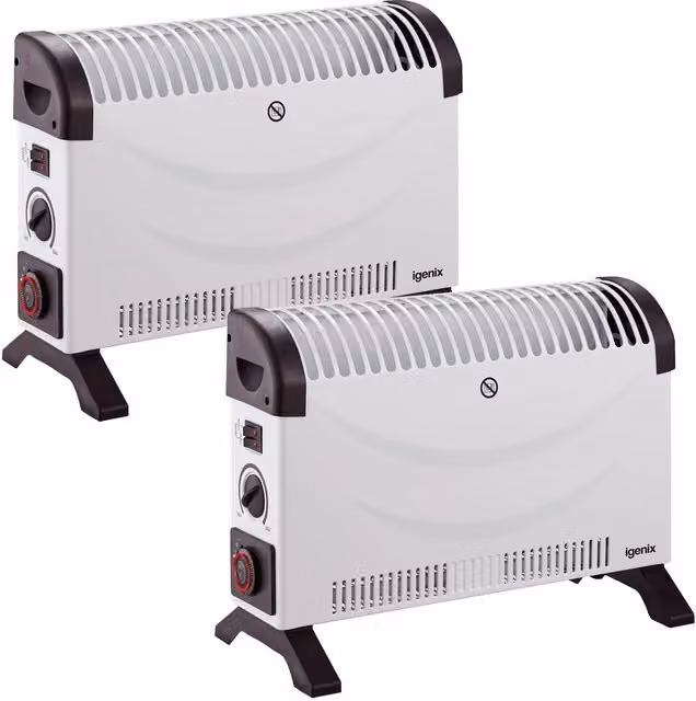 Igenix Portable Low Energy Ceramic Convector Heater, White (Pack of 2)