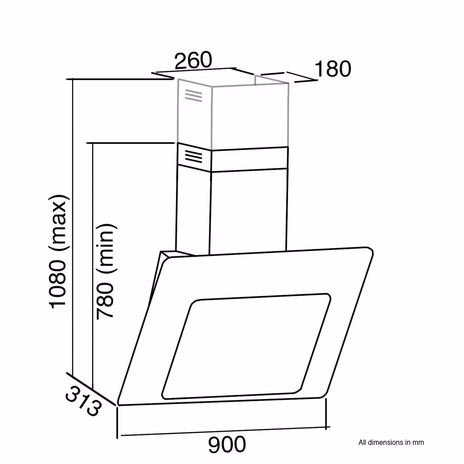 SIA AGE91BL Black Angled 3 Colour Edge Lit Cooker Hood Extractor Fan, Width: 90 cm – 4
