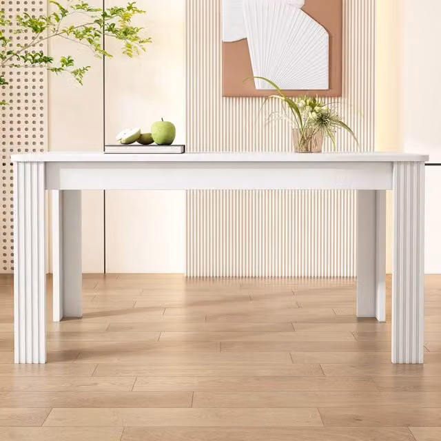 Merax Modern Rectangular Dining Table in White for 4 Persons