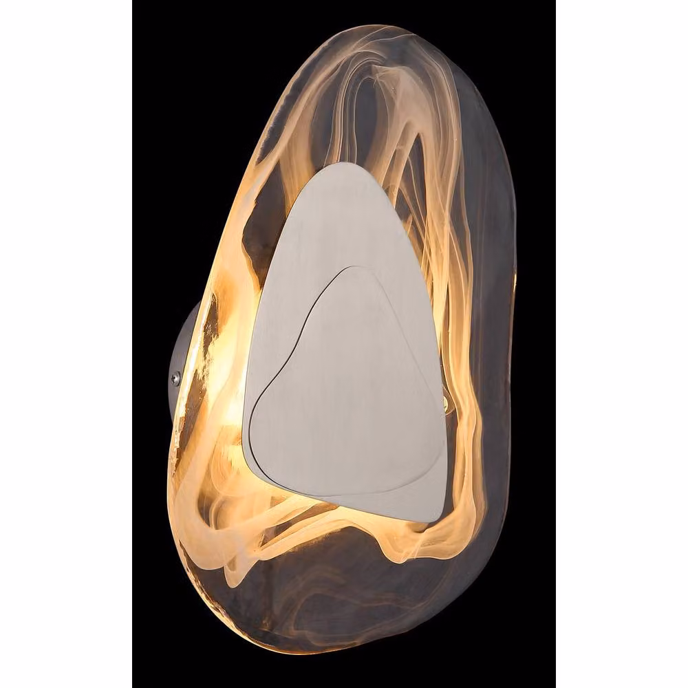 Netlighting Dorsey LED Wall Lamp with Grey Glass Shade and Nickel Matt Metal Finish, Warm White 3000K – 2