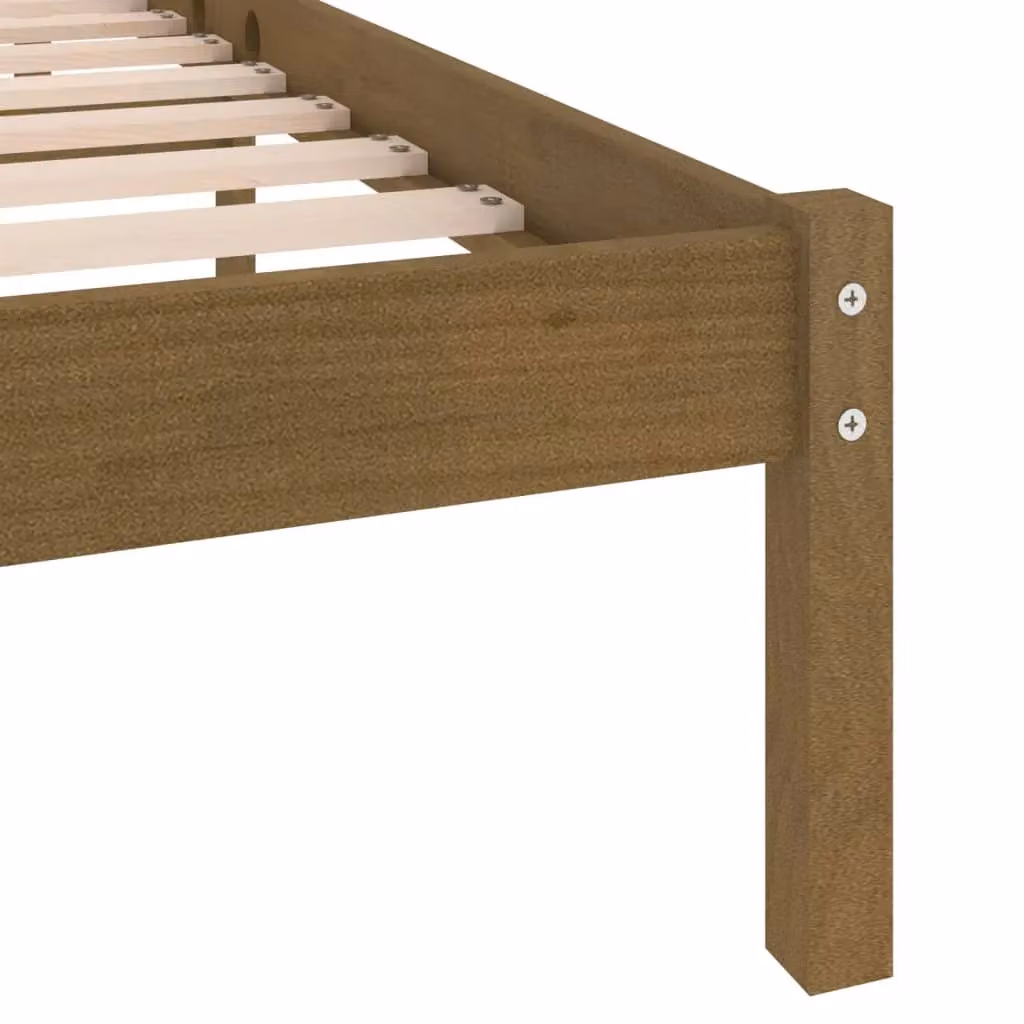 Berkfield Home Modern Solid Wood Pine Bed Frame, Brown, W/D/H: 200 x 200 cm – 3