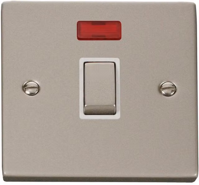 SE HOME Pearl Nickel 1 Gang 20A Ingot DP Switch with Neon in White