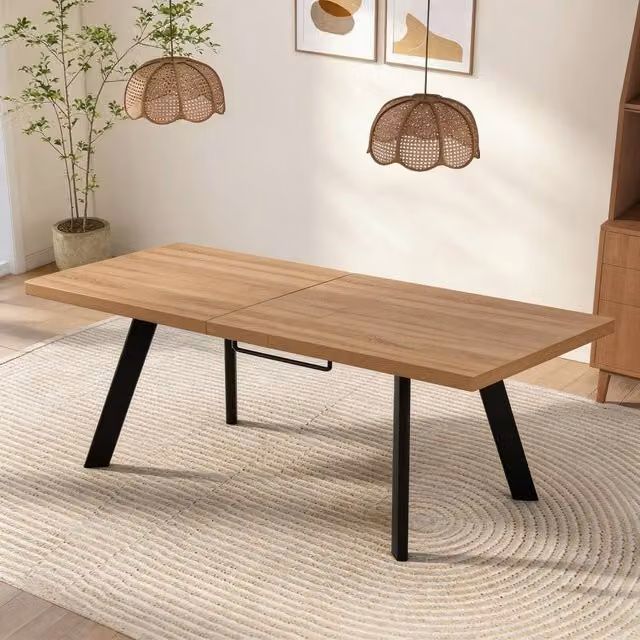 FURNITURE ONE Extendable Rectangular Dining Table in Brown, W/D/H: 190 x 120 x 76 cm (Extends from 160 cm)