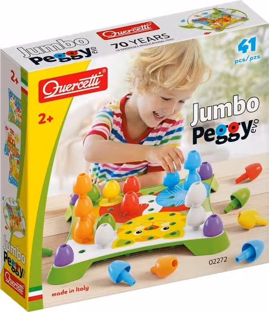 Quercetti Jumbo Peggy Evo Multicolour Stacking Toy with 42 Pieces