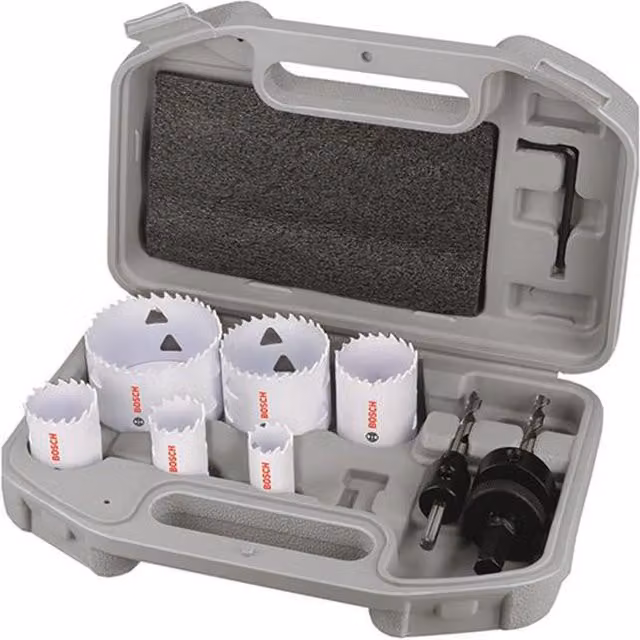 Bosch 9 Piece Multi Material Hole Saw Electrician's Set, Grey and White