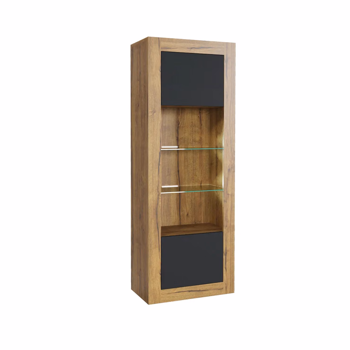 Mex Furniture LTD Modern Display Cabinet with Integrated LED Lighting and Matte Doors in Brown, H 170 x W 63 x D 35 cm – 2