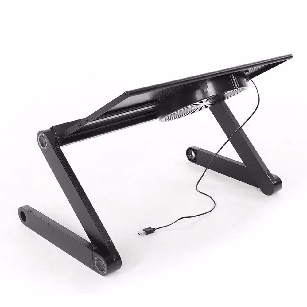 NESTLUNE Adjustable Folding Laptop Bed Desk with Built-in Cooling Fan in Black – 2