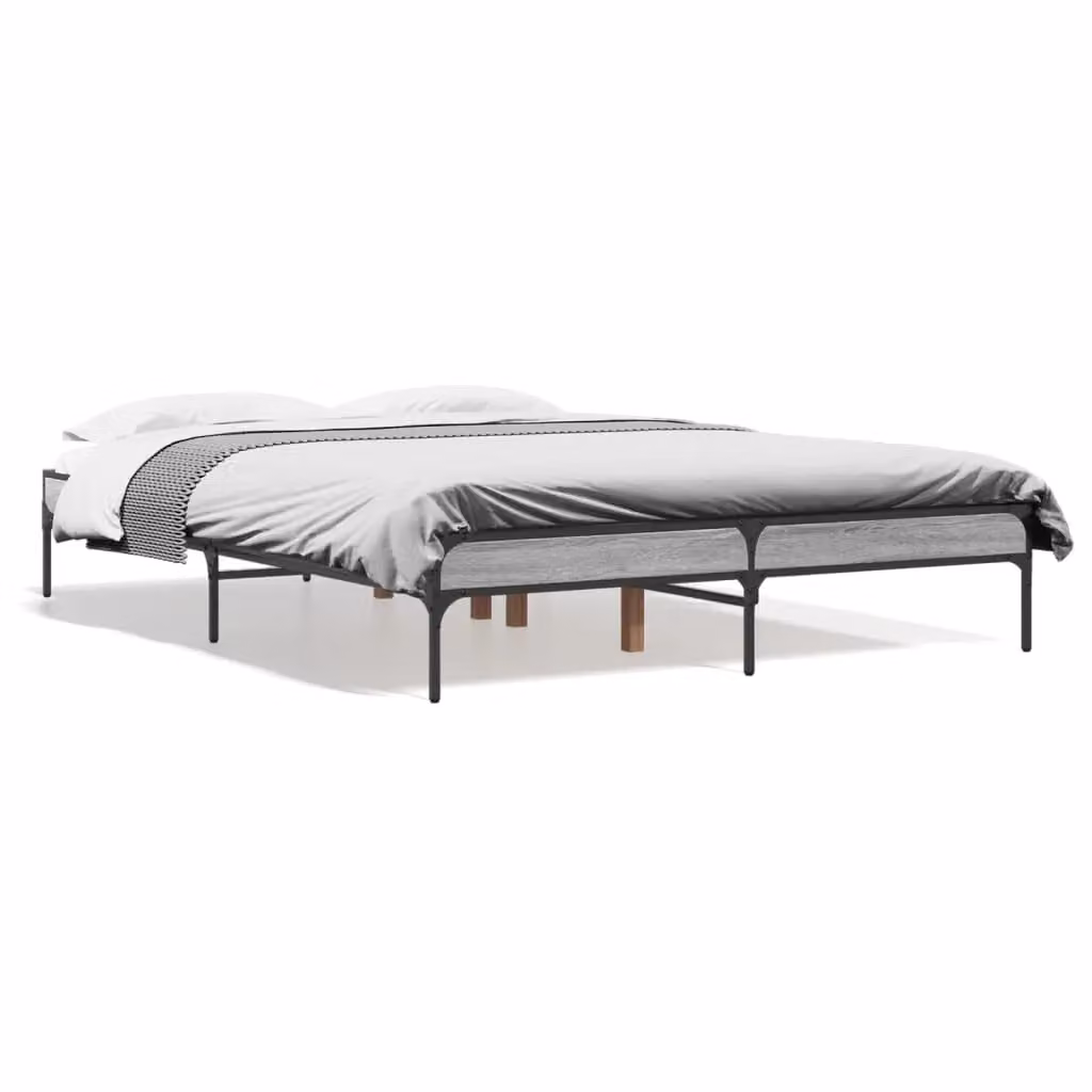 Berkfield Home Modern Double Bed Frame in Grey Sonoma, W: 135 cm, L: 190 cm – 2