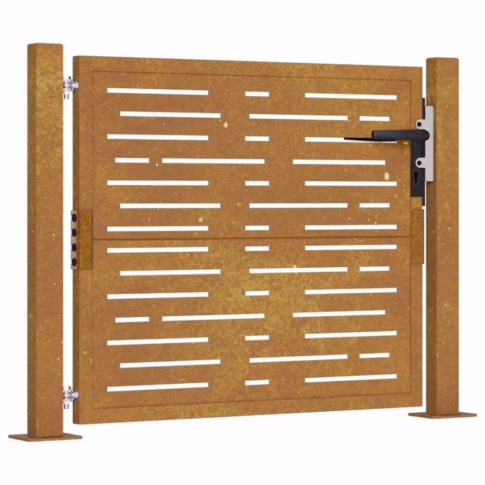 Berkfield Home Beautiful Garden Gate in Brown Corten Steel with Square Design, W: 105 cm, H: 80 cm – 2