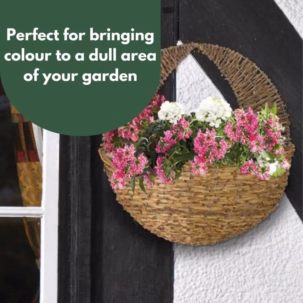 Marco Paul Beige Round Rattan Hanging Flower Basket Planter, Diameter: 40.5 cm – 5