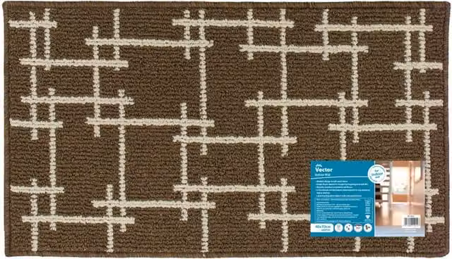 JVL Vector Machine Washable Brown Rectangular Doormat