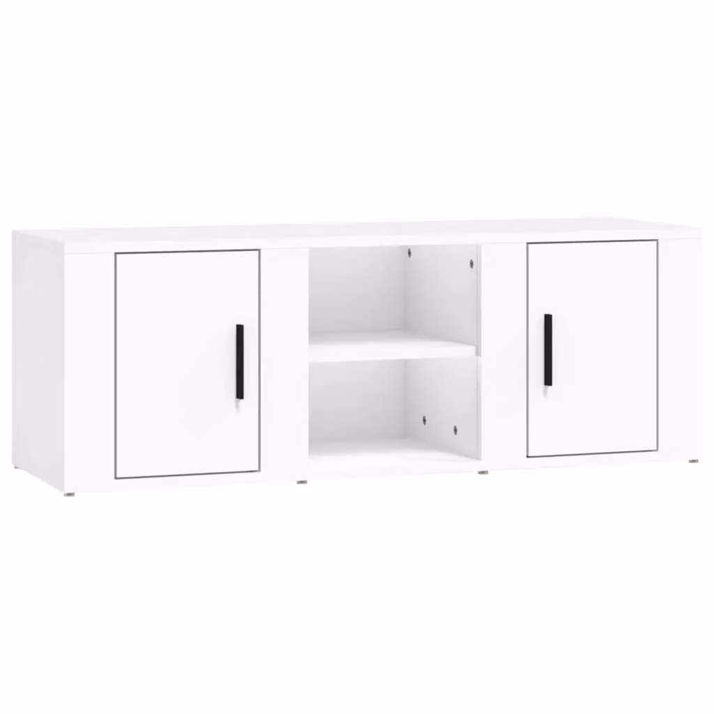 Berkfield Home Modern White TV Cabinet in Engineered Wood, W: 100 cm, D: 31.5 cm, H: 35 cm – 2