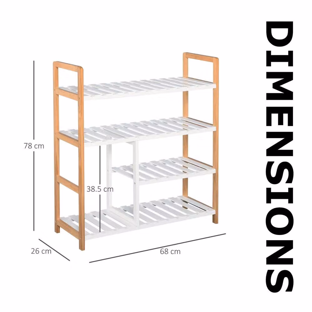 FURNOS 4 Tier Shoe Storage Rack Hallway Organiser in Brown, W: 78.0 cm, D: 26.0 cm, H: 8.5 cm – 4