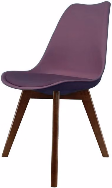 Fusion Living Soho Plastic Dining Chair with Squared Dark Wood Legs - Purple