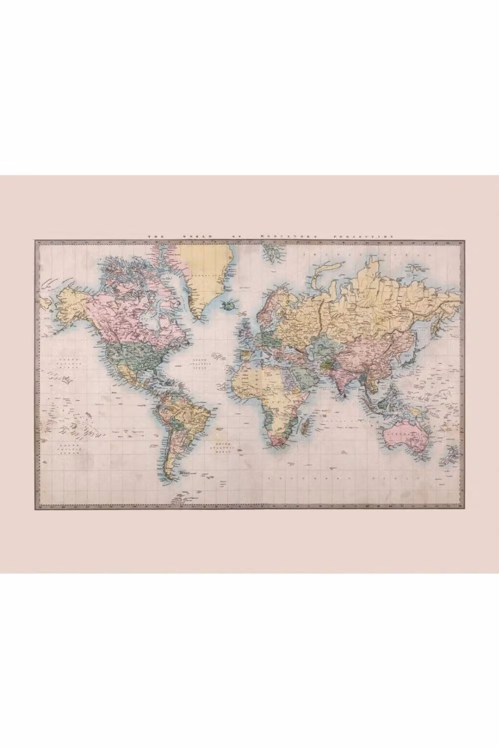 Origin Murals Historic World Map Wall Mural in Natural, Beige and Multicolour, W: 350 cm, H: 280 cm – 2