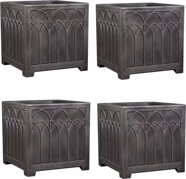 Shop4allsorts Large Gothic Square Planter Tub in Grey Plastic
