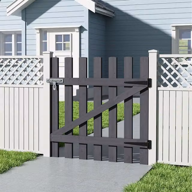 Lifeideas Rustic Wooden Garden Gate in Grey, Width: 90 cm