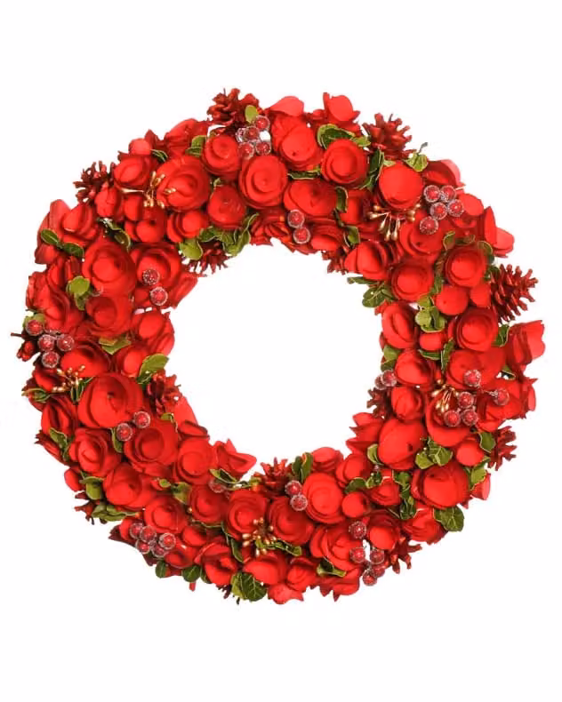 Dibor Extra Large Red Rose Christmas Wreath, Diameter: 42 cm – 2