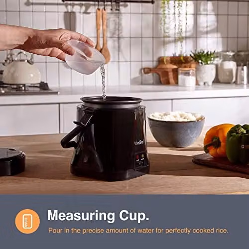 VonShef Mini Electric Rice Cooker in Black, 0.3 l with Keep Warm Function – 2