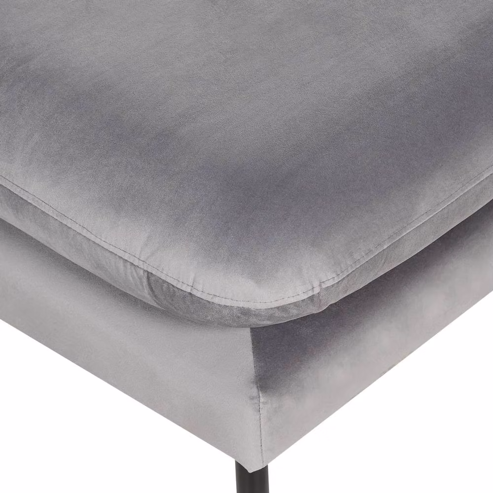 Wyld and Coco Glamour Velvet Square Ottoman Footstool in Grey with Aluminium Frame – 3