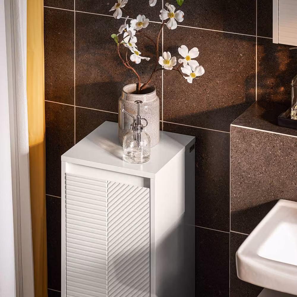 SoBuy Modern White Freestanding Bathroom Cabinet with Hinged Doors – 3