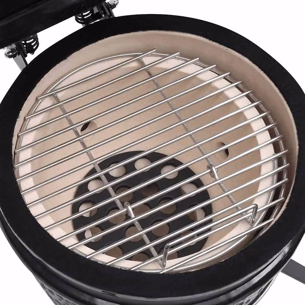 Berkfield Home 2-in-1 Ceramic Kamado Barbecue Grill and Smoker in Black, 56 cm – 3