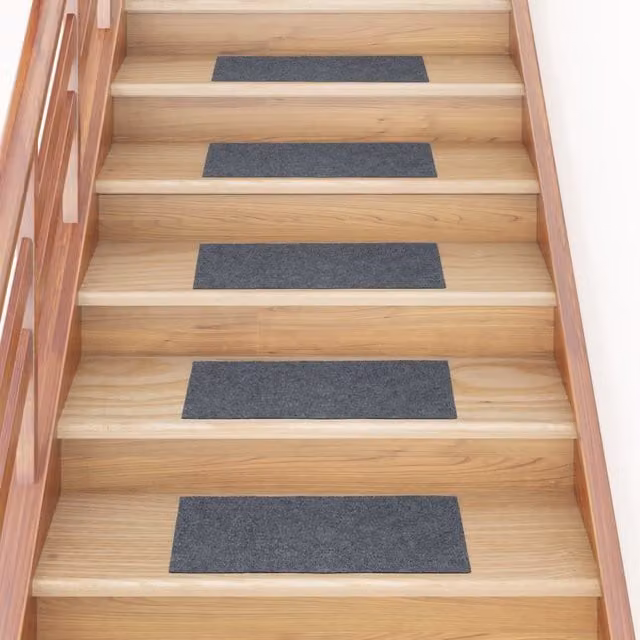 Berkfield Home Self-adhesive Rectangular Stair Mats, 15 Pieces, Light Grey, W: 60 cm, D: 25 cm