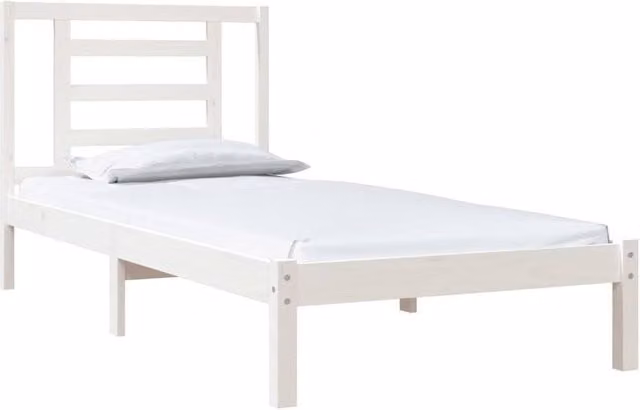 Berkfield Home Beautiful Bed Frame in White Solid Pine, W/D/H: 90 x 200 cm