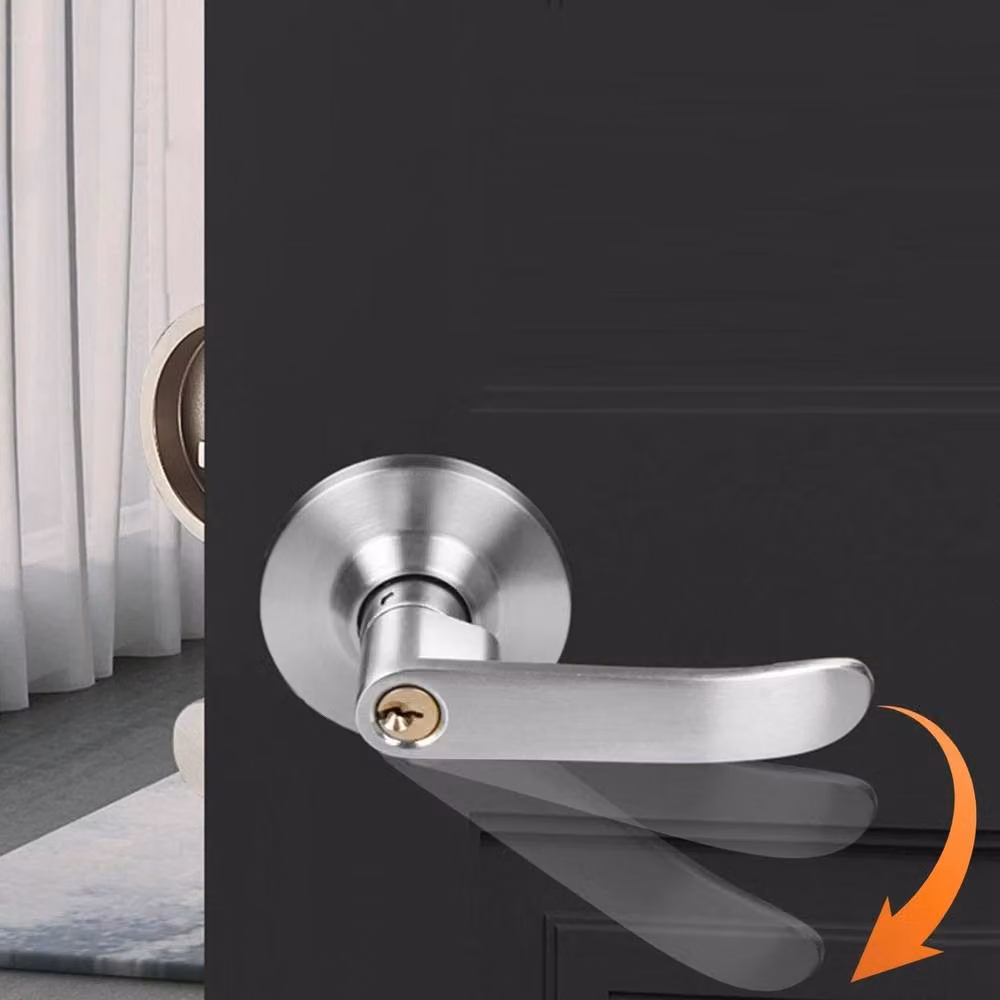 NESTLUNE Three-Handle Home Entry Lever Door Lock in Silver – 3