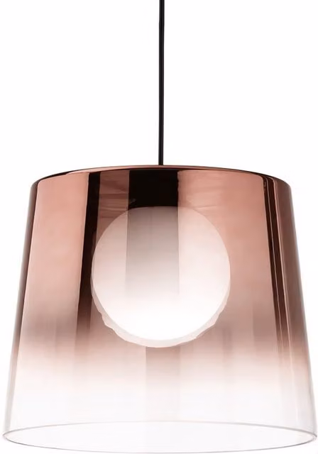 Ideal Lux Fade Dome Pendant Ceiling Light with Black and Copper Metal Shade and Transparent Glass