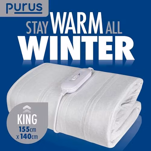 Purus King Size Fitted Electric Heated Under Blanket in White, Machine Washable, W/D/H: 180 x 200 cm – 7