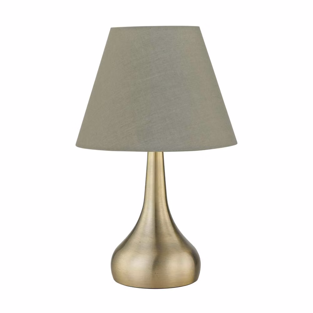 First Choice Lighting Romana Set of 2 Antique Brass Touch Table Lamps with Green Fabric Shades – 2