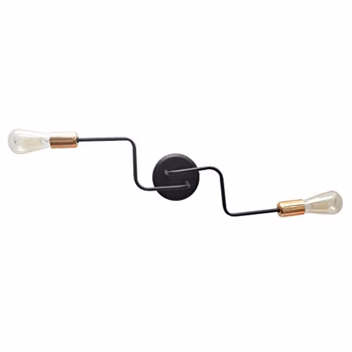 Netlighting Helam Tube Multi Arm Semi Flush Ceiling Light in Black and Copper, Diameter: 54 cm