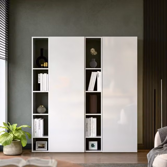 Decorotika Helsinki Scandinavian Wall Mounted Entertainment Center in High Gloss White