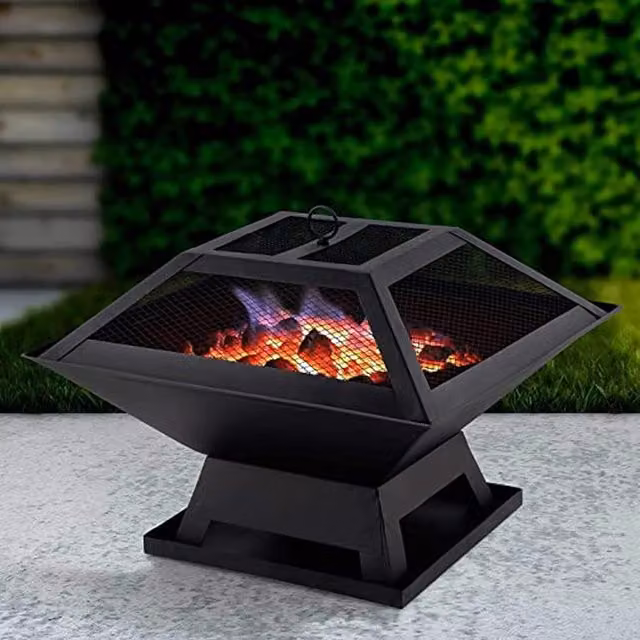 Downton Black Steel Gas Fire Table