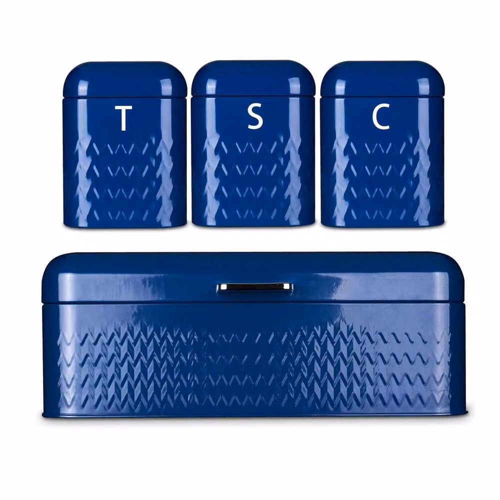 FLAVORA 4pc Airtight Metal Storage Canister Set in Blue – 4