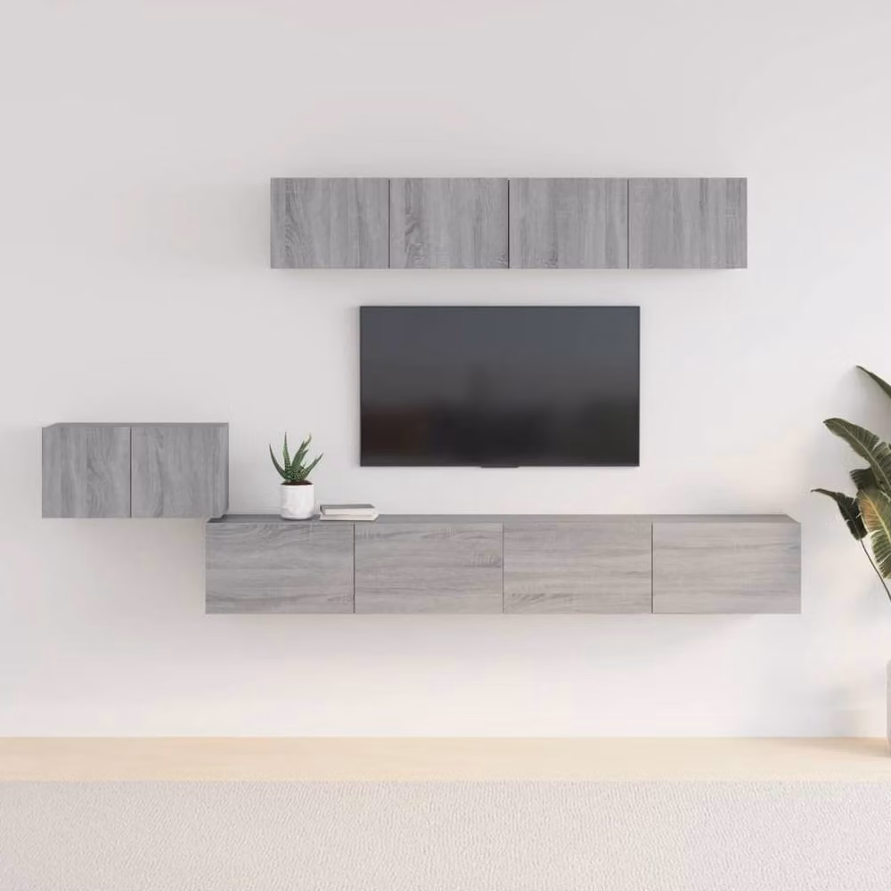 Berkfield Home 5 Piece Grey Sonoma TV Cabinet Set in Engineered Wood – 2