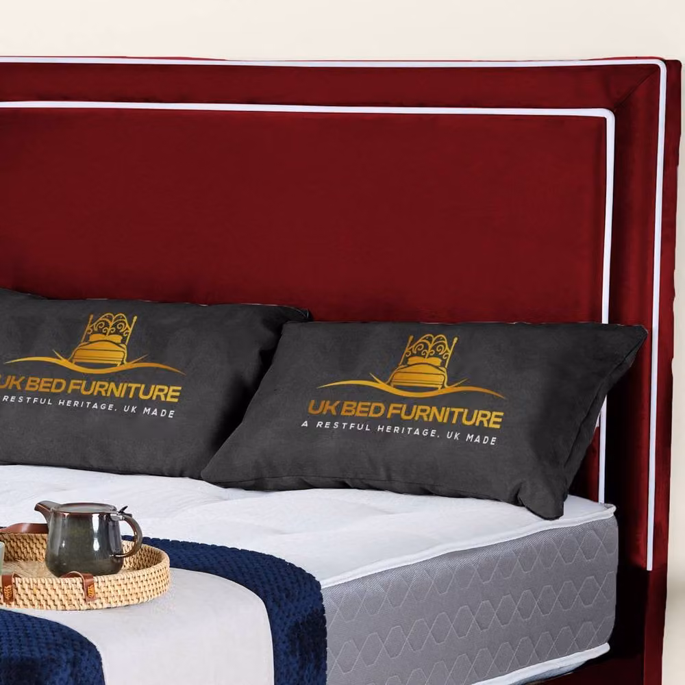 UK Bed Furniture Ariana Upholstered Velvet Bed Frame in Red, W/D/H: 90 x 200 cm – 2