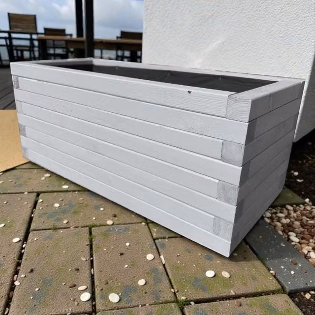 Bespoke Outdoor Rustic Wooden Rectangular Garden Planter in Silver Grey, W: 60 cm, D: 60 cm, H: 1 cm
