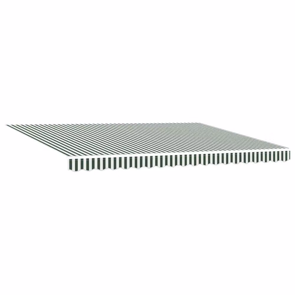 Berkfield Home Manual Retractable Wall-Mounted Awning in Green and White Striped Polyester, W: 450 cm, D: 350 cm – 2