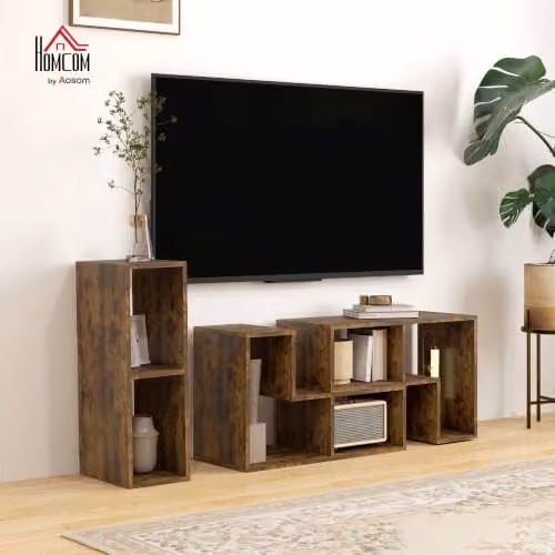 HOMCOM Rustic Brown TV Stand for Televisions up to 75 Inches – 2