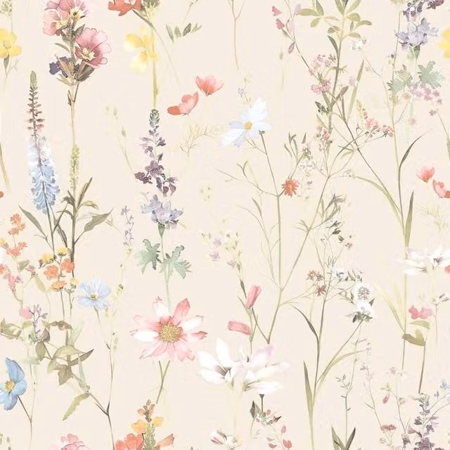 World of Wallpaper Elsie Floral Textured Botanical Wallpaper in Beige – 1