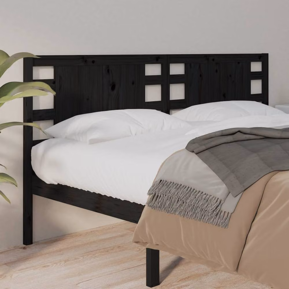 Berkfield Home Black Solid Pine Wood Headboard, W/D/H: 206 x 4 x 100 cm – 2