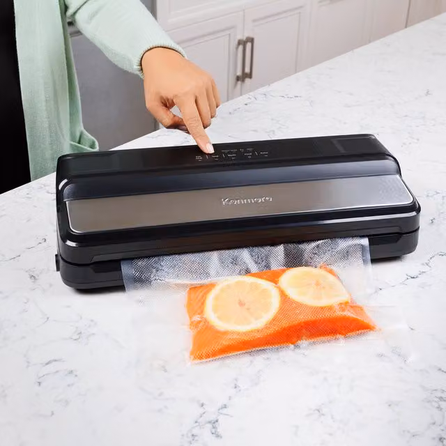 Kenmore Vacuum Sealer Machine in Silver and Black with External Bar and Pulse Function