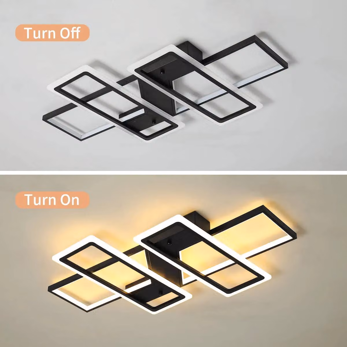 Garwarm 4-Light LED Flush Mount Ceiling Light in Black, 90cm – 4